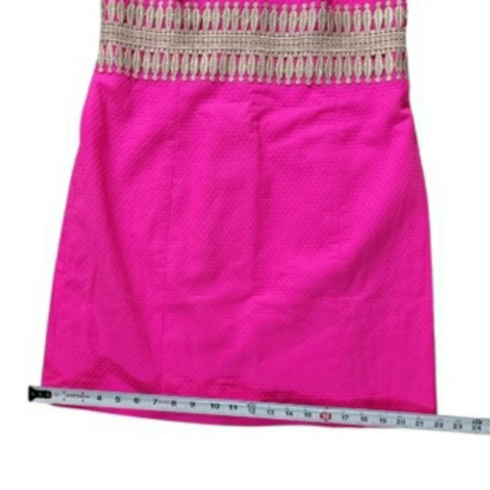 Lilly Pulitzer Ashlyn Pink Magenta Gold Shift Dress Sleeveless Summer Women 8 - Picture 12 of 14